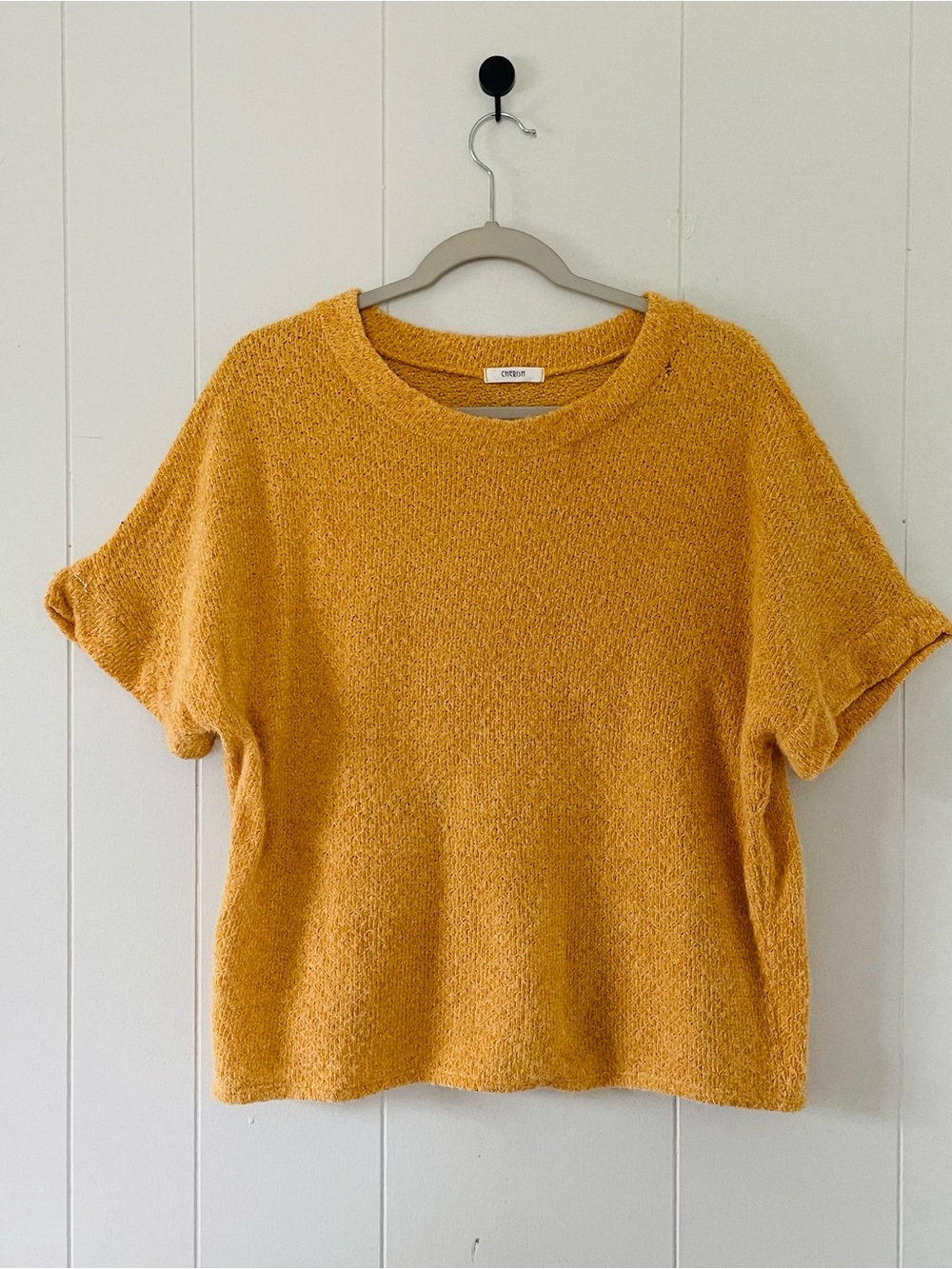 Cherish Golden Mustard Short-Sleeve Crew Sweater